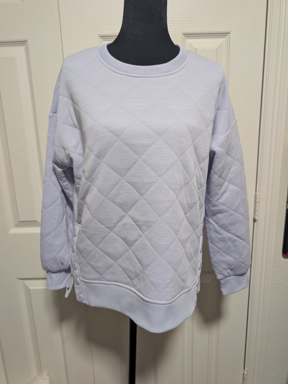 Westbound Quilted Crewneck Sweater in Light Lavender